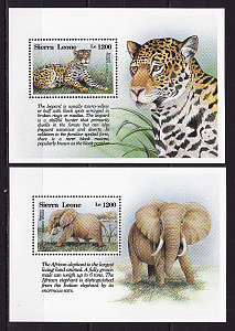 Сьерра-Леоне, 1993, Фауна, Леопард, Слон, 2 блока